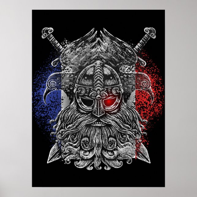 Poster Odin ravens espadas Viking Mythology Bandeira Fran (Frente)