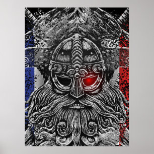 Poster Odin ravens espadas Viking Mythology Bandeira Fran