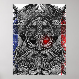 Poster Odin ravens espadas Viking Mythology Bandeira Fran