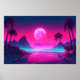 Poster Odisseia Oceânica: Um tributo Vaporwave ao Poder