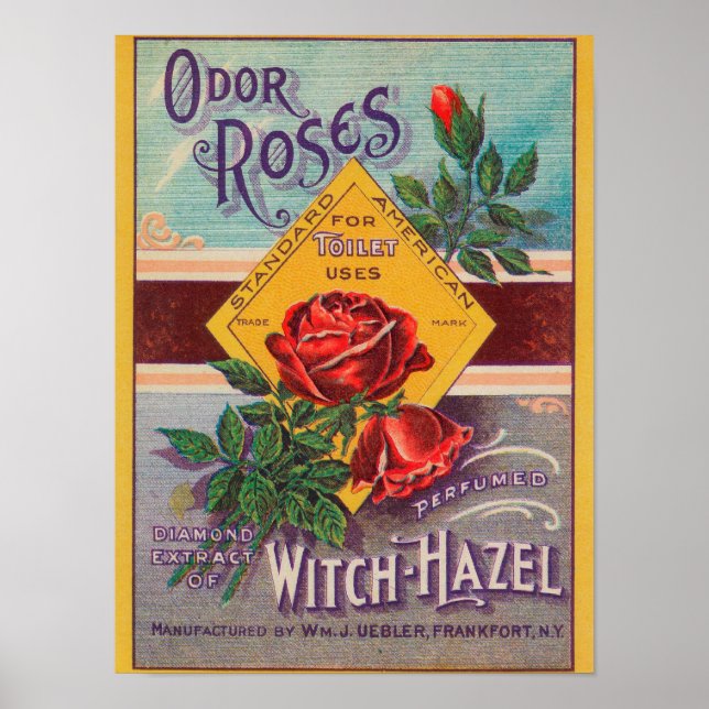 Póster Odor Rosa Rótulo de Risco de BruxaFrankfort, NY (Frente)