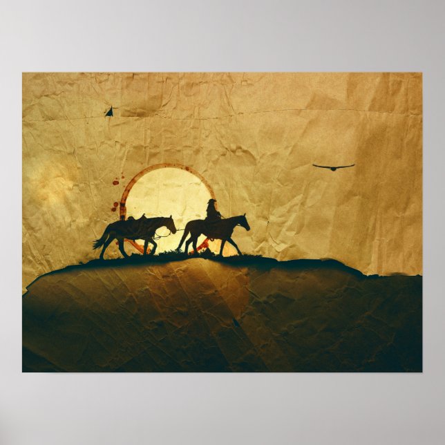 Poster Oeste do Cowboy Horseback (Frente)