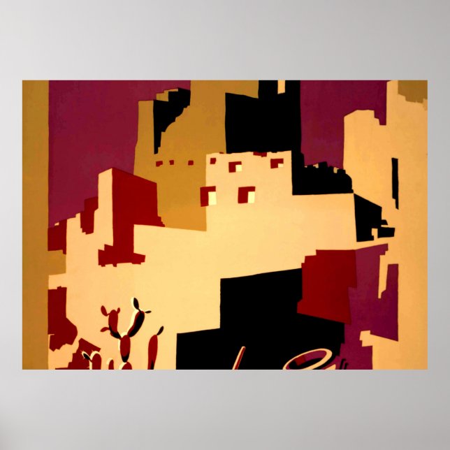 Póster Oeste do Sudoeste Pueblo WPA Nacional (Frente)