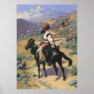 Póster Oeste selvagem do vintage, um caçador indiano por