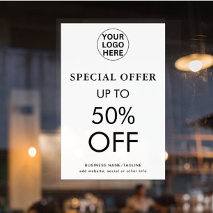 Poster Oferta Especial l Desconto de Liquidação Preto e B