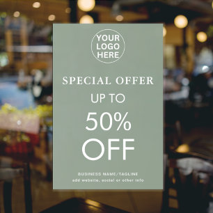 Poster Oferta Especial l Desconto Venda Final Verde Sage
