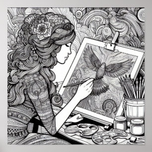 Poster Ofertas de Livro de Coloração - Pintor Artista Col