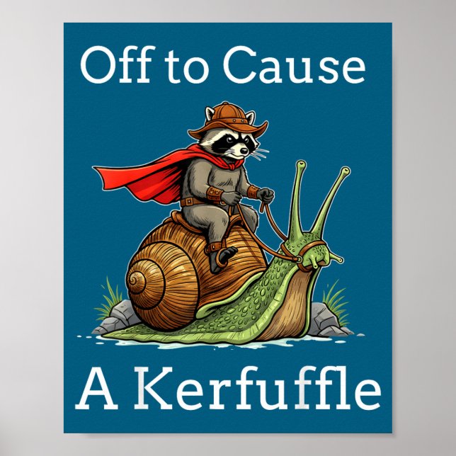Poster Off To Cause A Kerfuffle Raccoon Whimsical Wizard  (Frente)