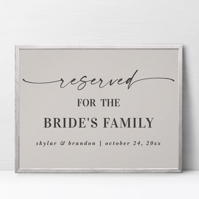 Poster Off-White Reservado para Sinal de Casamento Famili (Criador carregado)