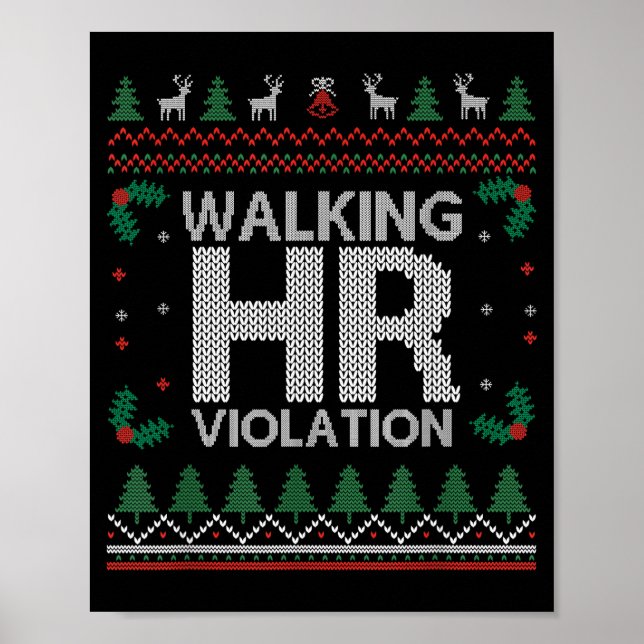 Poster Office Ugly Christmas Funny Walking Hr Violation W (Frente)