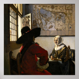 Poster Officer and Laughing Girl by Johannes Vermeer