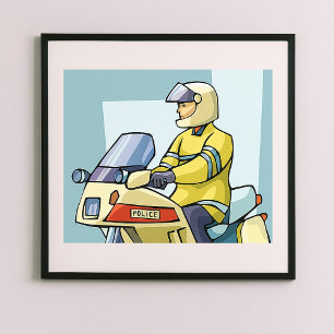 Poster Oficial de Motocicleta da Polícia Aplicação da Lei