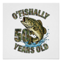 Póster Oficialmente 50 Anos Amante da Pesca Aniversário d