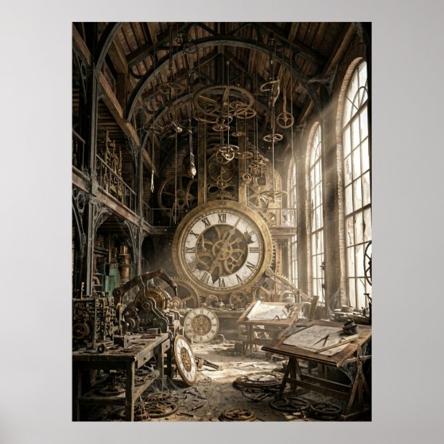 Poster Oficina Abandonada de Relógios Mecânicos (Frente)