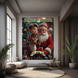 Póster Oficina de brinquedos do Papai Noel vintage com el