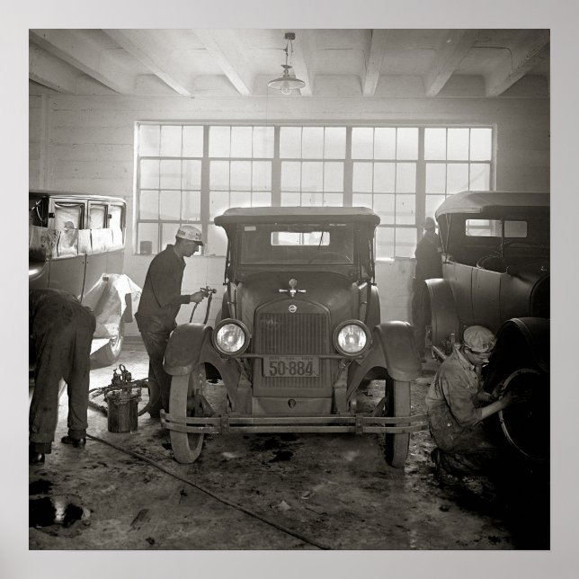 Póster Oficina de carroceria, 1926. Foto antiga (Frente)