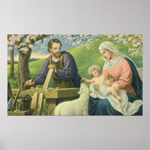 Poster Oficina de José com Maria e Menino Jesus