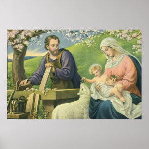 Poster Oficina de José com Maria e Menino Jesus