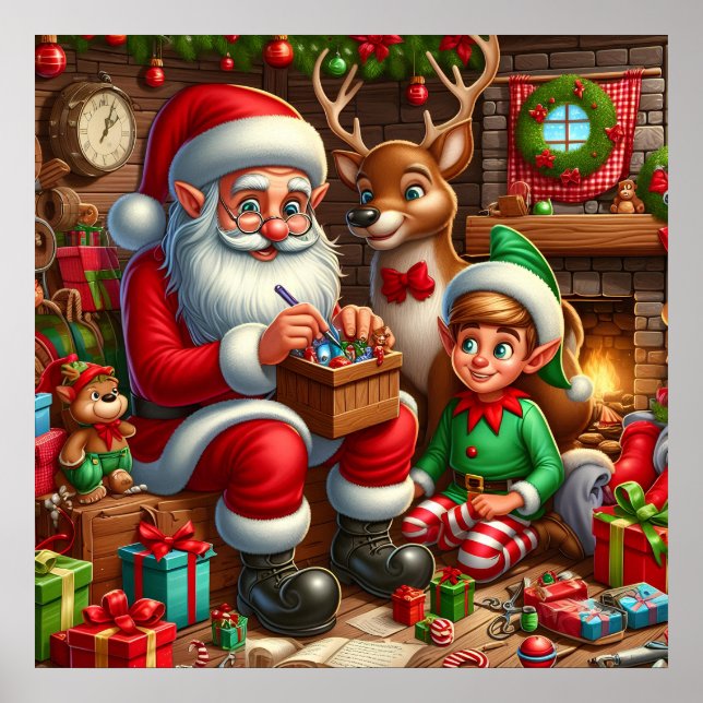 Poster Oficina de Papais noeis de Natal Festivos (Frente)