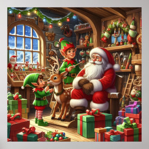 Poster Oficina de Papais noeis de Natal Festivos