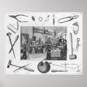 Poster Oficina e ferramentas principais da jóia, 1810