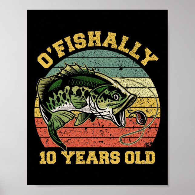 Poster O'fishally 10 Years Old Fishing Birthday Theme Par (Frente)
