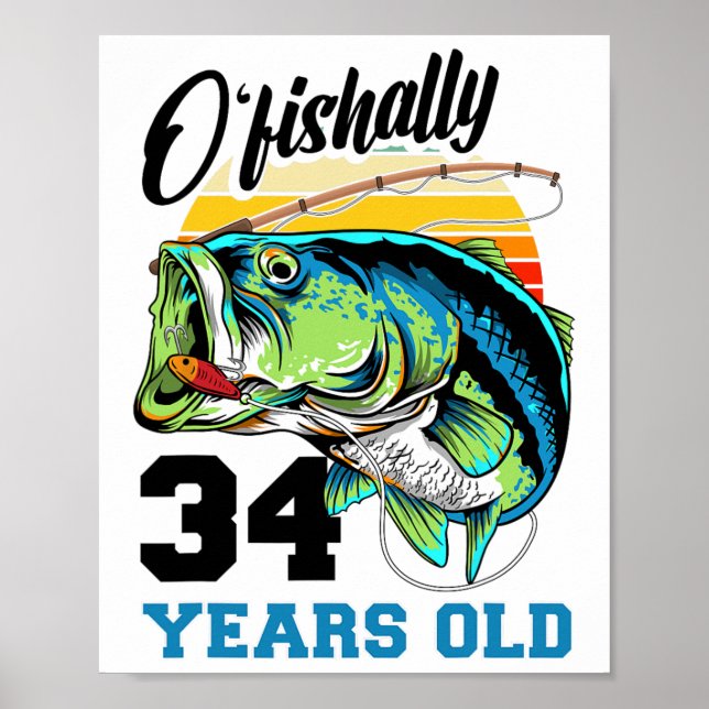 Poster Ofishally &#  Years Old &# th Birthday Fishing B (Frente)