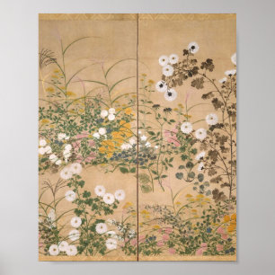 Poster Ogata Korin Flowering Plants in Autumn