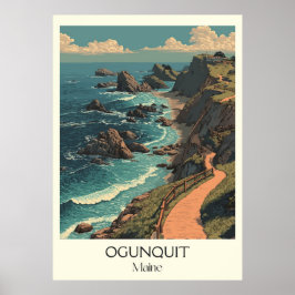 Poster Ogunsair Maine Vintage Costal Cliff Walk Art