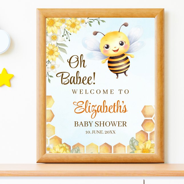 Poster Oh Babee, Baby shower with Wild bee (Criador carregado)