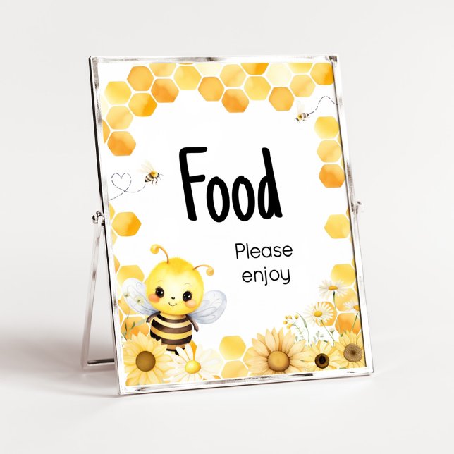 Poster Oh Babee Bee Chá de fraldas Comida (Oh Babee Baby Shower Food Sign)