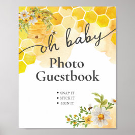 Poster Oh Baby Abelha Mel Foto Chuveiro Livro de Visitas