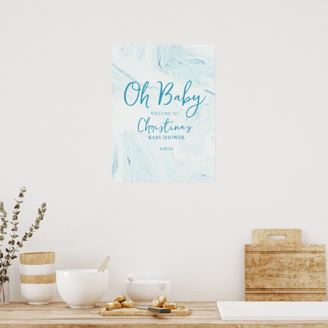 Poster Oh Baby Blue Marble Sinal de boas-vindas Conselho  (Cozinha)