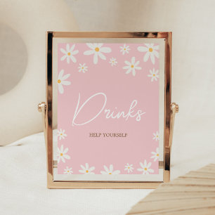 Poster Oh Baby Boho Daisy Chás de fraldas Bebidas
