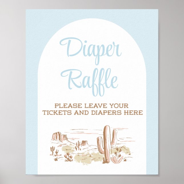Poster Oh Baby Cowboy Baby Shower Diaper Raffle Sign (Frente)