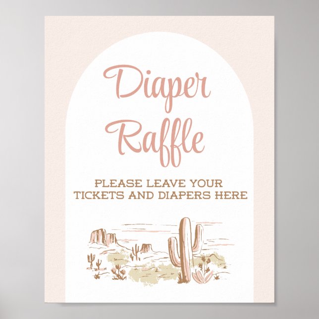 Poster Oh Baby Cowgirl Baby Shower Diaper Raffle Sign (Frente)