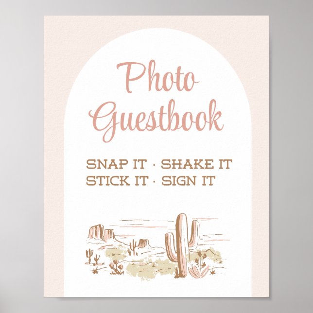 Poster Oh Baby Cowgirl Baby Shower Photo Guestbook Sign (Frente)