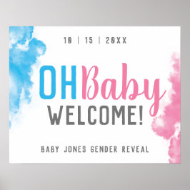 Poster Oh Baby Gender Reveal Bem-vindo Festa de Bomba de
