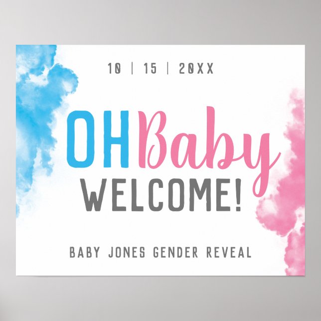 Poster Oh Baby Gender Reveal Bem-vindo Festa de Bomba de  (Frente)