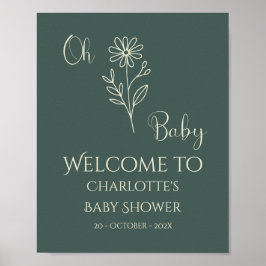Poster Oh Baby Minimalist Wildflower Baby Shower Welcome