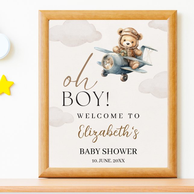 Poster Oh Boy, Cute Bear Baby shower boy (Criador carregado)