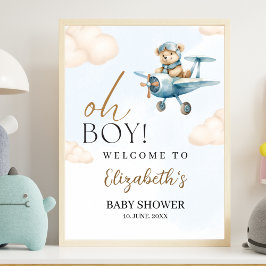 Poster Oh Boy, Cute Bear Baby shower boy