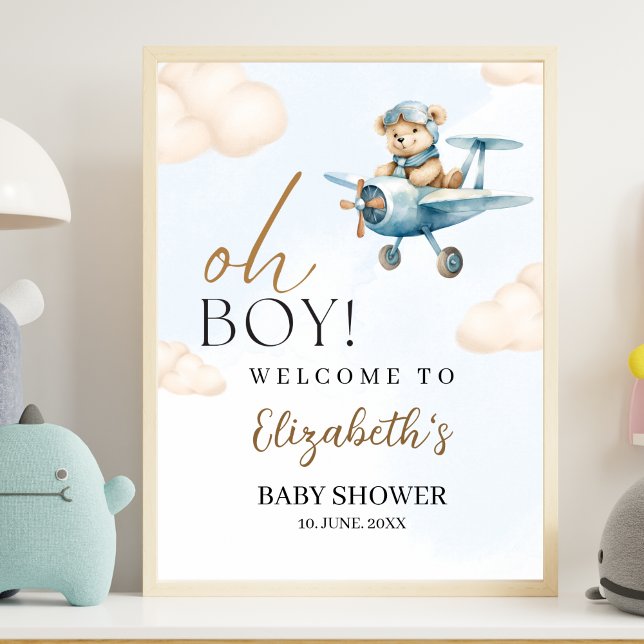 Poster Oh Boy, Cute Bear Baby shower boy (Criador carregado)
