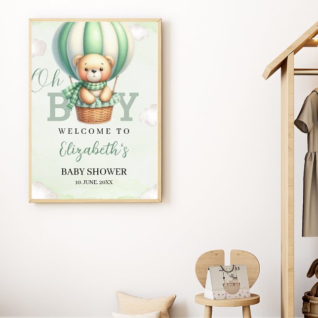 Poster Oh Boy, Teddy Bear Baby Shower boy (Criador carregado)