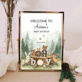 Poster Oh Boy Watercolor Woodland Safari Animal Welcome