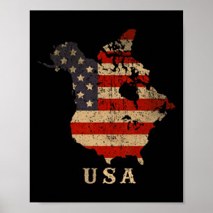 Poster Oh Canadá! Mapa do Canadá e dos Estados Unidos - A