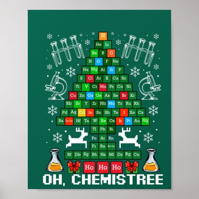 Poster Oh Chemistree Christmas Chemistry Periódico (Frente)