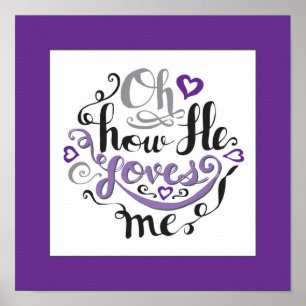 Poster Oh, como ele me ama Bíblia citando a palavra Escri