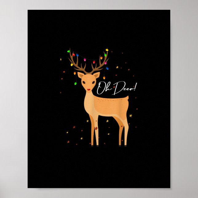 Poster Oh Deer Christmas Light Pajama Cute Reindeer Holid (Frente)