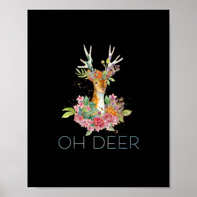 Poster Oh Deer Cute Colorful Deer Minimal Design  (Frente)